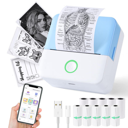 Portable Thermal Mini Printer – Inkless Bluetooth Sticker & Label Maker