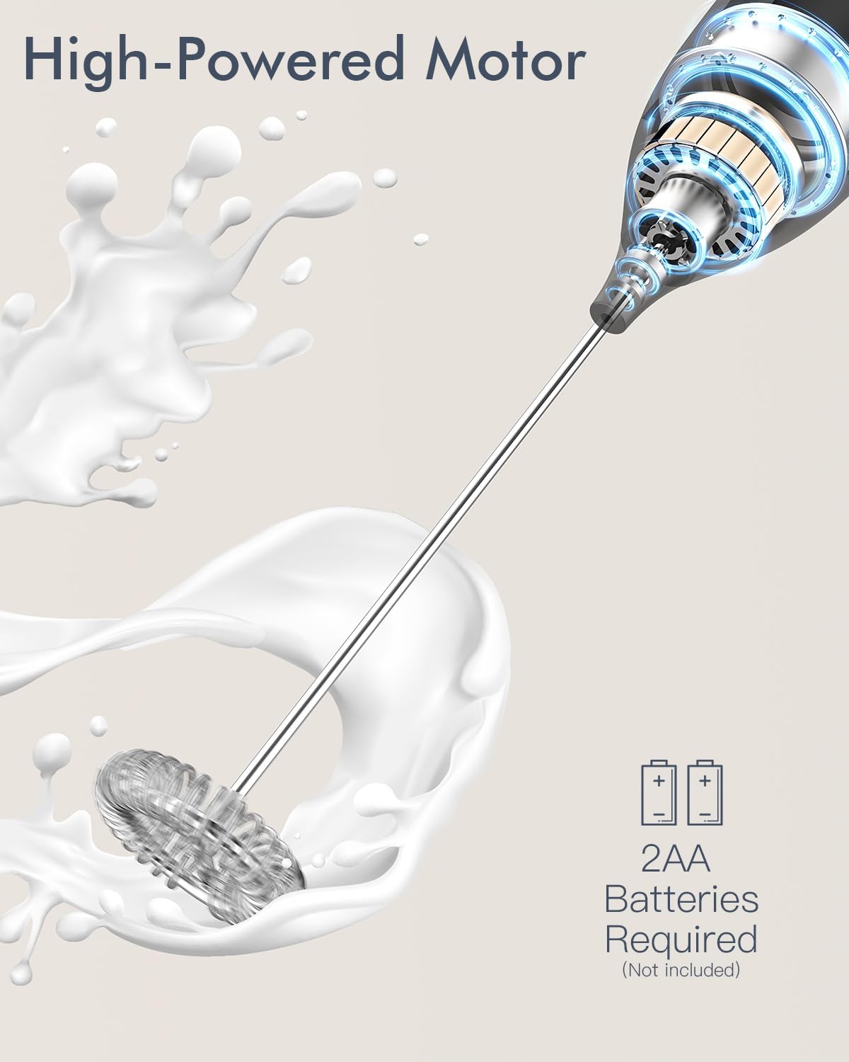 Electric Milk Frother & Foam Maker – Handheld Whisk for Coffee, Matcha & More